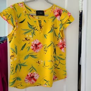 Yellow floral blouse